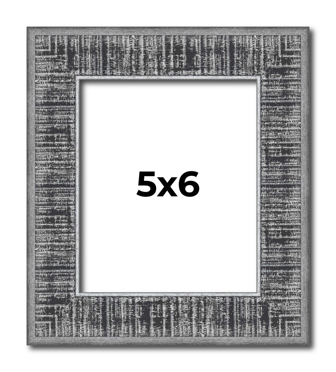 Photo Size Distressed Black Picture Frame - UV Acrylic, Foam Board Backing, Hanging Hardware